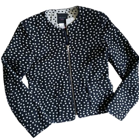 HELENE Berman London polka dot structured tailored zip front jacket Size S NEW - Picture 1 of 7